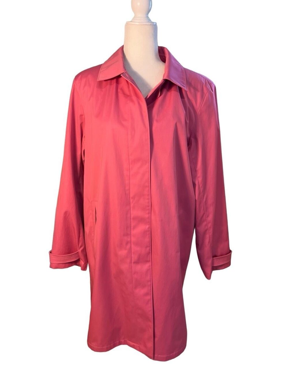 Vintage Esprit pink button up lined trench coat - L